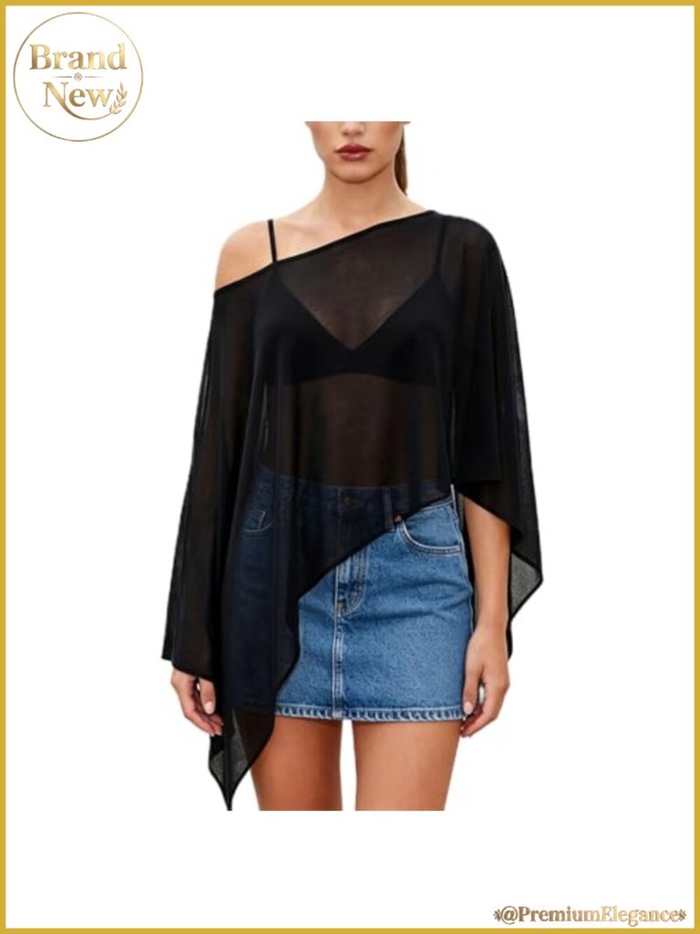 Women Sheer Poncho Top Lightweight Loose Fit Cape Beach Cover Up Shawl Wrap